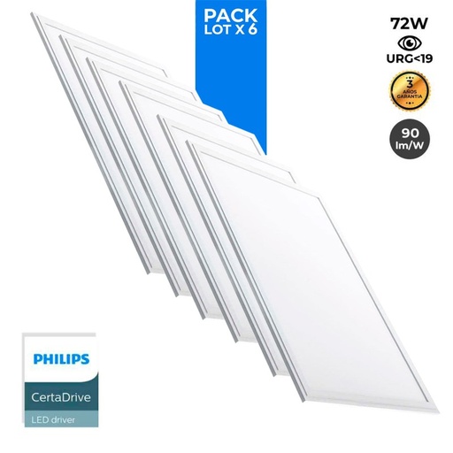 Συσκευασία 6 λεπτών πάνελ LED 120X60cm - Οδηγός PHILIPS - 72W - UGR19