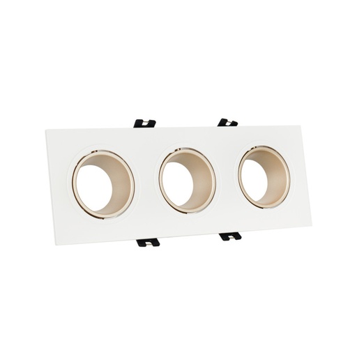 Collerette downlight carrée triple orientable GU10 / MR16 - Faible indice UGR - Coupe 75 x 235 mm