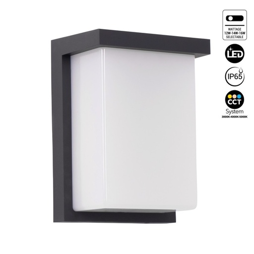 [L5070] Aluminium outdoor wall light "Block" - Adjustable power: 12W-14W-16W - CCT