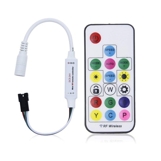 [SP104E] RGB/RGBW pixel IC LED controller with RF remote control - 5-24V DC - 2048 pixels