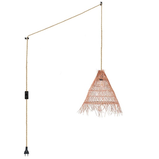 Lámpara colgante de mimbre "Willow" con interruptor y enchufe