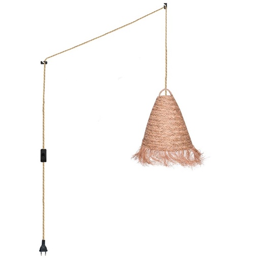 Hanglamp "Nam" van natuurvezel met schakelaar en stekker