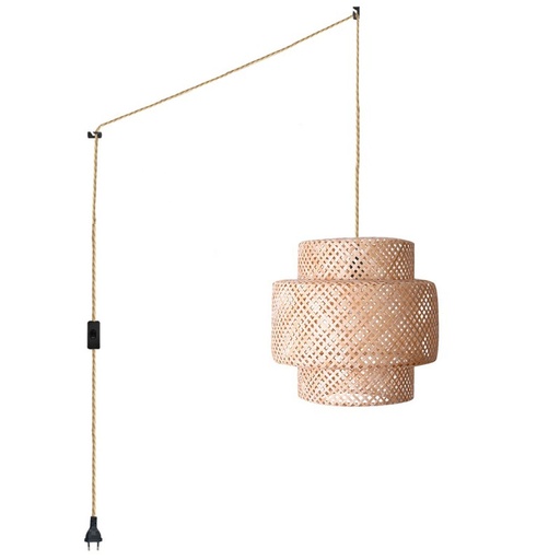 Wicker pendant lamp "Onna" with switch and socket