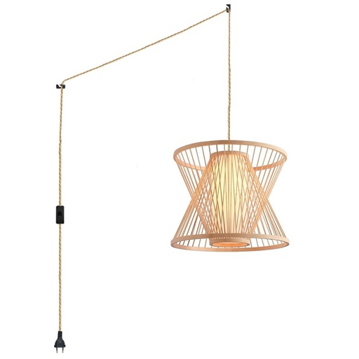 Bamboo pendant lamp "Rise" with switch and plug