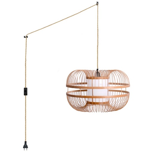 Japanse bamboe hanglamp "Kaizen" met schakelaar en fitting