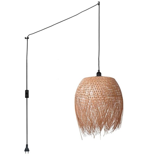 Candeeiro suspenso de Rattan "Java" com interruptor e ficha