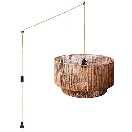 Jute pendant lamp "Bali" with switch and plug