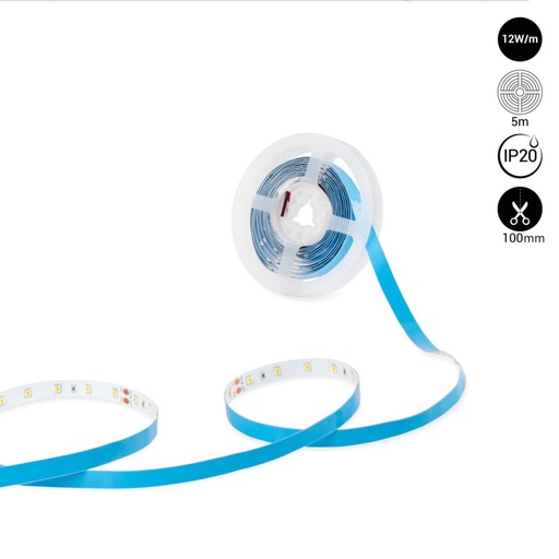 LED Strip 24V DC - 12W/m - Monocolor - 10mm - IP20 - 5 Meter - SMD2835 60ch/m
