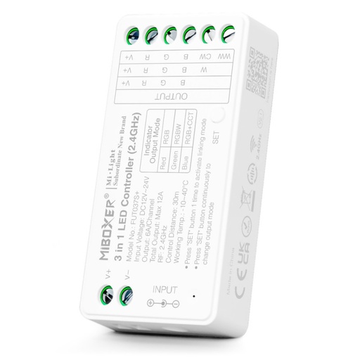 [FUT037S+] 3 in 1 LED strip controller - RGB - RGBW - RGB+CCT - 12/24V DC - 2.4G - MiBoxer - FUT037S+