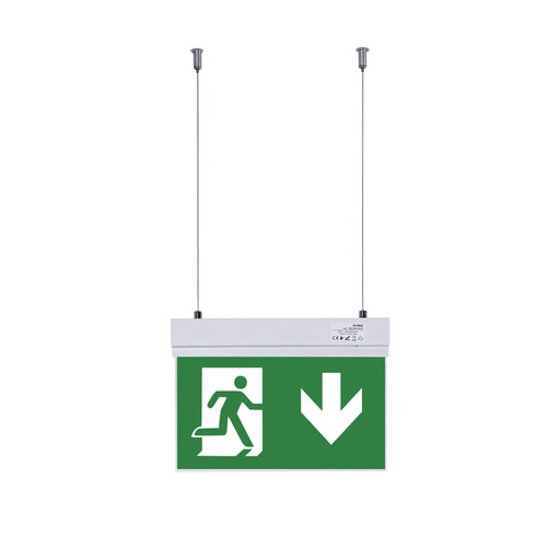 [K-B1062-DOWNARROW] Luz de emergencia permanente con pictograma "Salida abajo" - Suspensión