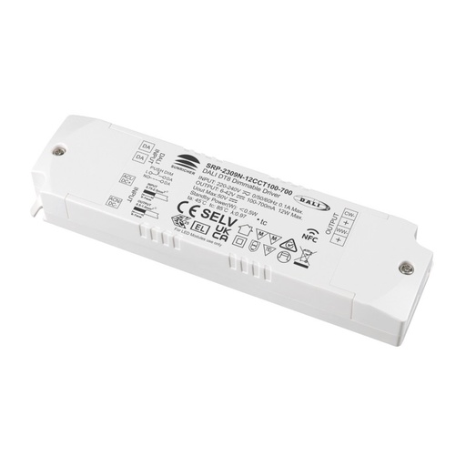 [SRP-2309N-12CCT100-700] DALI dimmable driver DT8 CCT 220-240V - Έξοδος 6-42V DC - 100-700mA - 12W