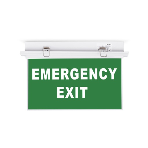 [K-B1063-EMEXIT] Luz de emergencia permanente con cartel "Emergency Exit" - Empotrable