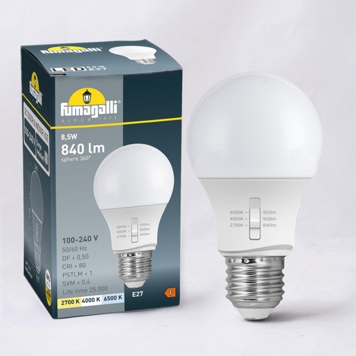 [H.LED.A60.CCT] LED Bulb E27 A60 - 8.5W - CCT - Fumagalli