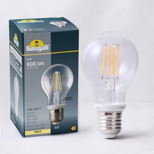 [H.LED.FIL.3K] LED Filament-Lampe E27 - 6,5W - Fumagalli - 2700K