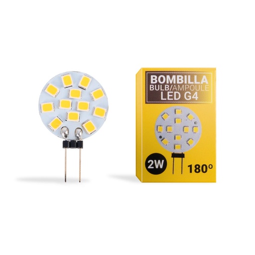 LED G4 bi-pin round flat bulb - 12V AC/DC - 2W