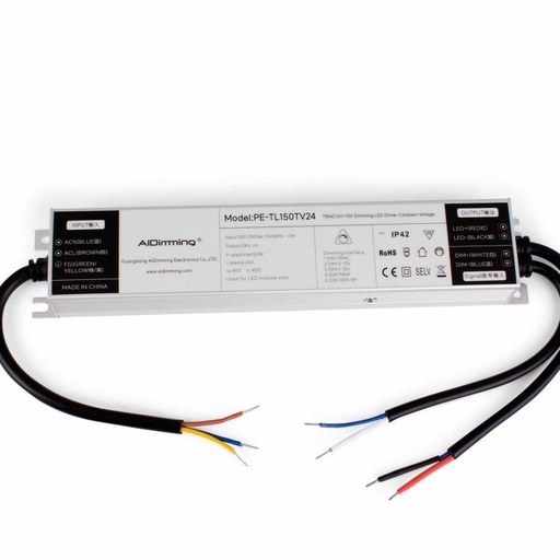 [PE-TL150TV24] Fuente de alimentación dimmable TRIAC/0-10V  200-250V - Salida 24V - 6.25A - 150W