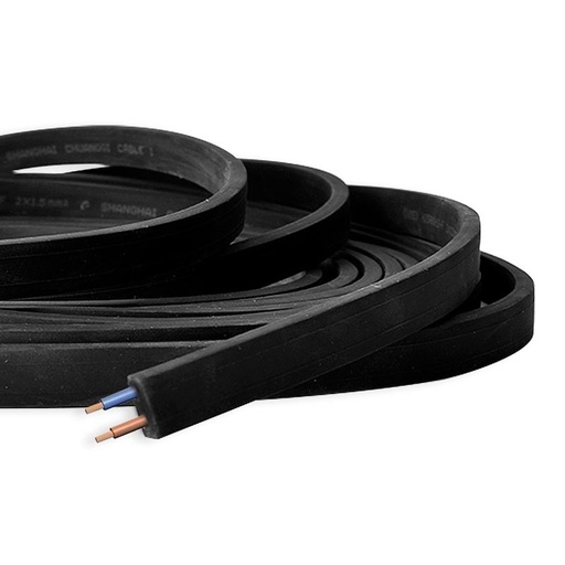 [L400] Zwarte platte kabel 2x1,5mm2 voor krans op maat (verkocht per meter)