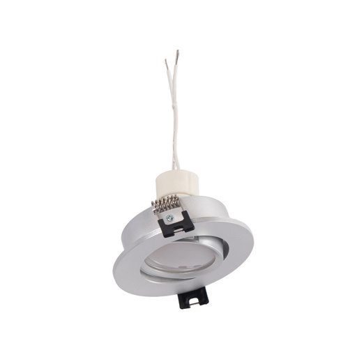 10 Montage-Sets - Schwenkbarer Downlight-Ring in Silber Ø 90 mm + GU10 Lampe 5W + GU10 Fassung
