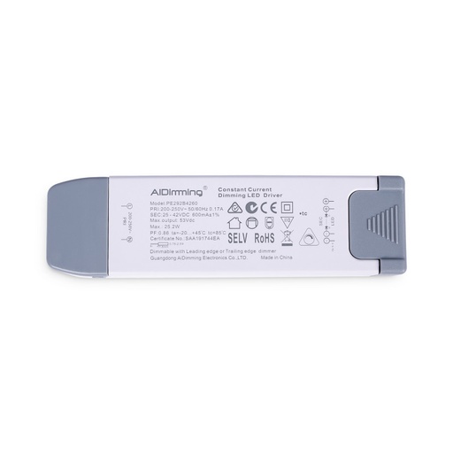 [PE292B4260] TRIAC 25-42V DC dimmable driver - 600mA - 25,2W