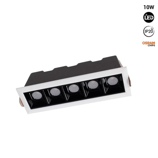 Εντοιχιζόμενος γραμμικός προβολέας LED 10W - OSRAM chip - UGR18 - CRI90