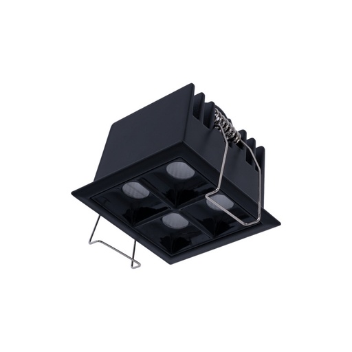 Indbygget firkantet LED downlight 8W - 4 Spots - UGR18 - CRI90 - OSRAM chip - Sort