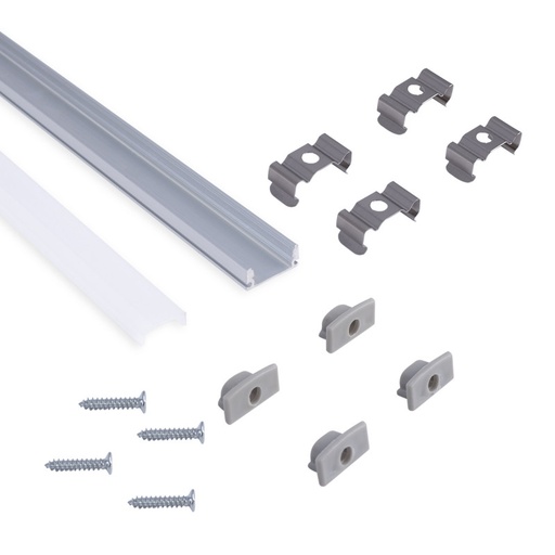 Profile for LED Strip - Surface Mounted - 17x8mm - Complete kit - 2 meters