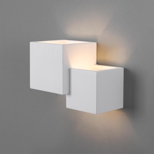 [B282] Wandleuchte "Cube" - Gips - 2 x G9