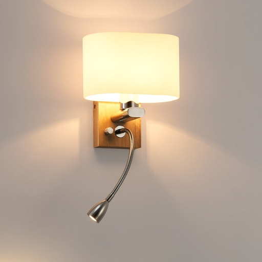 [LN1531-BC] Aplique de parede com candeeiro de leitura LED "Arti" - E27 + 3W