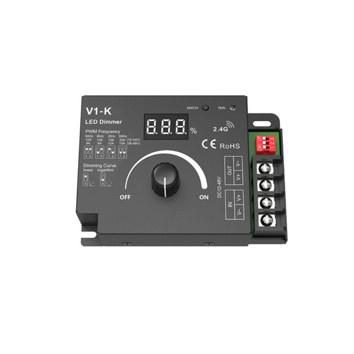 [SK-V1-K] Handmatige dimmer PMW 12-48V DC - 20A - RF 2,4GHz - Instelbare frequentie en dimcurve - Skydance