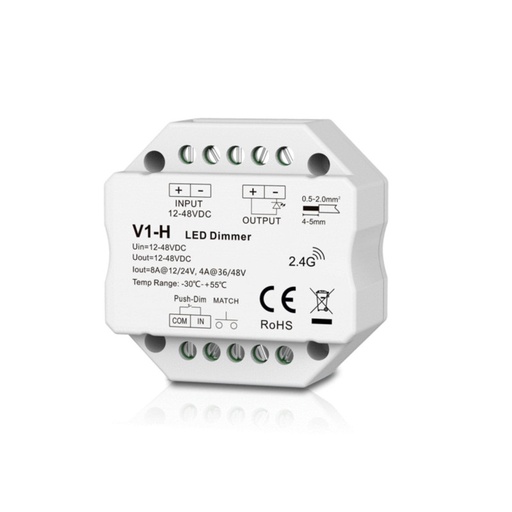 [SK-V1-H] Single colour controller 12-48V DC - 8A - RF 2.4G - PUSH dimmer - MINI - Skydance