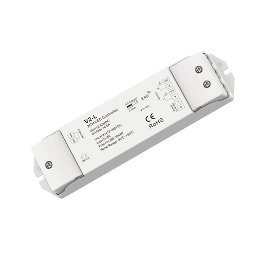 [SK-V2-L] CCT Controller 12-48V DC - 16A (8A/channel) - RF 2.4G - PUSH dimmer - Skydance