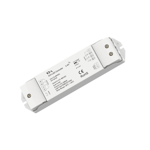 [SK-V3-L] Kontroler RGB / CCT / jednokolorowy 12-48V DC - 18A (6A/kanał) - RF 2.4G - ściemniacz PUSH - Skydance