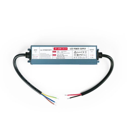 [DY-60W-24-H] Fonte de alimentação slim estanque 60W 24V - 2,5A - IP67