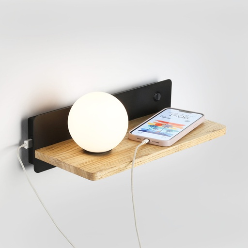 [LN1590-NM] Crystal ball wall light with USB port "Nonna" - G9