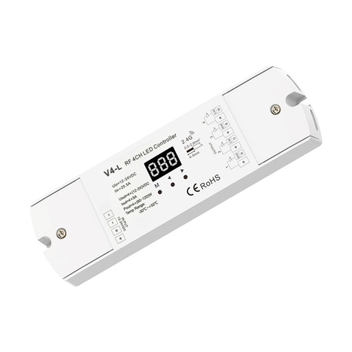 [SK-V4-L] Single color/CCT/RGB/RGBW controller - 12-24V DC - 4 channels - Programmable - RF 2.4GHz - Skydance