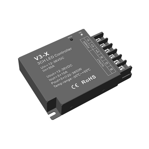 [SK-V3-X] Ελεγκτής ενός χρώματος / CCT / RGB 12-36V DC - 3 κανάλια - 10A/κανάλι - RF 2.4GHz - Skydance