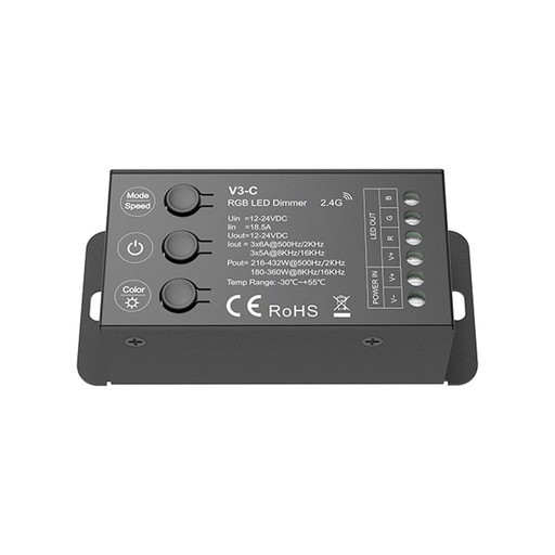 [SK-V3-C] RGB Controller - 12-24V DC - 3 channels - RF 2.4GHz and button control - Skydance