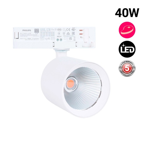 Projetor de calha trifásica LED 40W - Talhos - Driver Philips Xitanium