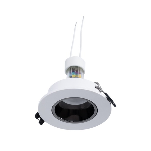KIT δακτύλιος εσοχής Ø90mm (λευκό/γκρι) + λαμπτήρας GU10 5,4W + υποδοχή λαμπτήρα