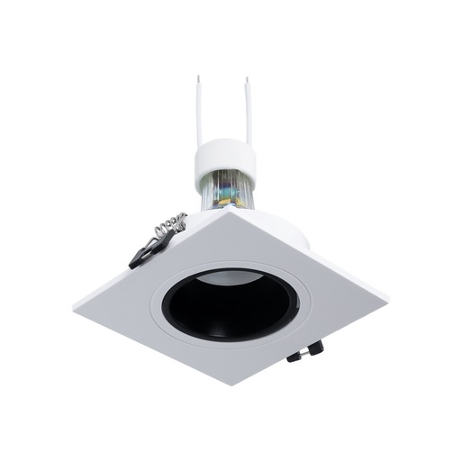 KIT Τετράγωνος δακτύλιος κάτω φωτισμού 93x93mm (μαύρο/λευκό) + Λαμπτήρας GU10 5,4W + Βάση λαμπτήρα