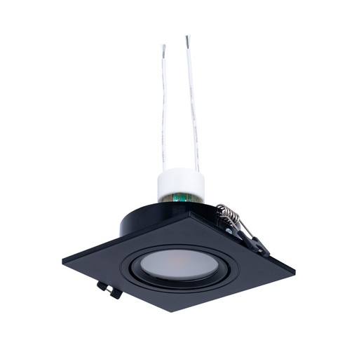 Kit Collerette spot carré 93x93mm (noir) + Ampoule GU10 5,4W + Douille