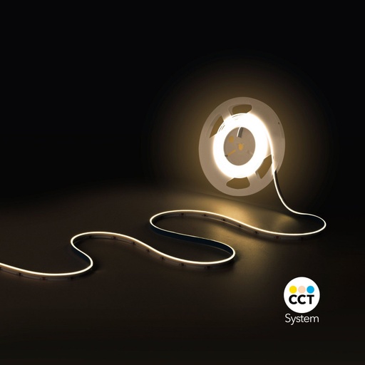 [BLSCOB-24V12W-SIDE-IP20-CCT] Tira LED COB 24V DC CCT - Emisión lateral - 12W/m - 10mm - IP20 - Corte c/ 5cm - Rollo de 5 metros