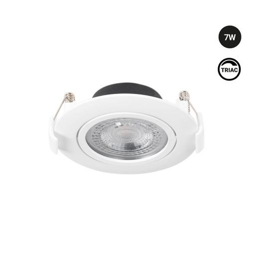 [SL28-IP20] Faretto da incasso LED orientabile - 7W - TRIAC dimmerabile - 800lm - 3000K - Taglio Ø73mm