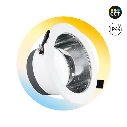 [B1279-150-CCT] Faretto LED IP44 potenza regolabile 10W/15W/20W - CCT - 100lm/W - Taglio Ø 150mm