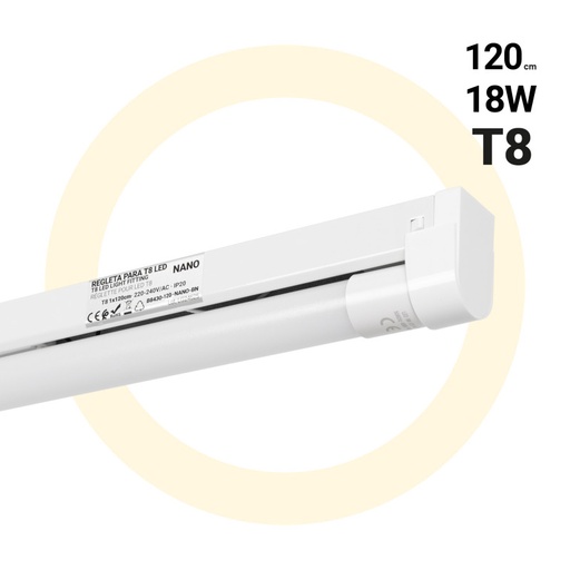Kit réglette + tube LED T8 - 18W - 120cm