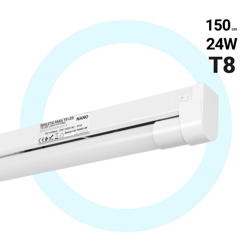 Kit réglette + tube LED T8 - 24W - 150cm