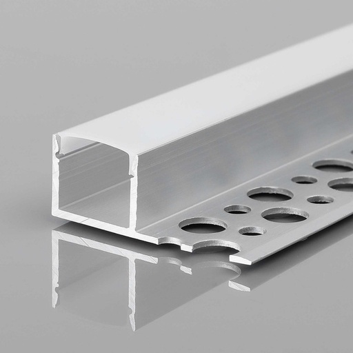 [BXT-734-P+B] Perfil tira LED integración / trimless - Una aleta - 11x20mm - Con difusor - 2 metros