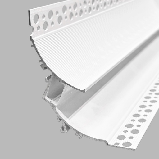 [BXT-801-B+B] Profil LED do taśmy do integracji / trimless narożny - Efekt wall-washer - 90 x 80 mm - Z dyfuzorem - 2 metry.