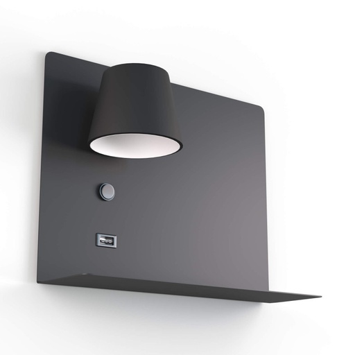 Lampka ścienna do czytania z portem USB "BASKOP" - 6W - Lewa