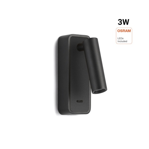Aplique de pared para lectura "RAAM" 3W - Orientable - Chip OSRAM